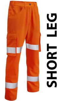 picture of Yelland - Hi-Vis Orange Poly/Cotton Cargo Trouser - Short Leg - LE-CT03-O-S