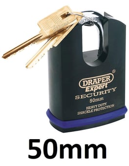 picture of Draper - Heavy Duty Padlock and 2 Keys with Shrouded Shackle - 50mm - [DO-64197]