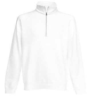 picture of Fruit Of The Loom Zip Neck Sweatshirt - White - BT-62114-WHITE - (DISC-R)