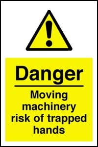 picture of Danger Moving Machinery Risk of Trapped Hands Sign - Rigid Plastic - [AS-WA98R]