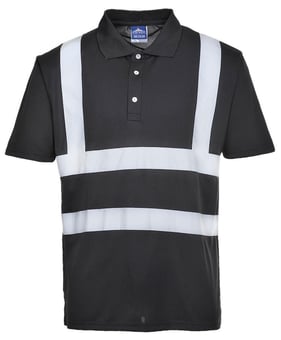 picture of Portwest Black Hi-Vis Iona Poloshirt - PW-F477BKR - (DISC-R)