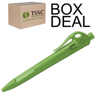 picture of Detectamet Detectable Retractable Elephant Pen Blue Ink - Green Housing - Green End WC - Box Deal 100 Pieces - [IH-DT104I01C44PA01]