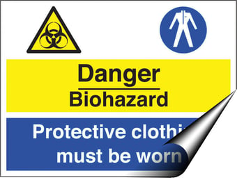Picture of Danger Biohazard Protective Clothing Sign - 400 X 300Hmm - Self Adhesive Vinyl - [AS-MU23-SAV]