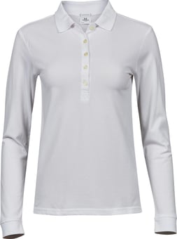 Picture of Tee Jays Ladies' Luxury Stretch Long Sleeve Polo - White - BT-TJ146-WHT