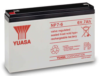 picture of YUASA NP7-6 20HR Valve Regulated Lead Acid Battery - 6V 7AH - [BRH-SLAYUANP7-6]