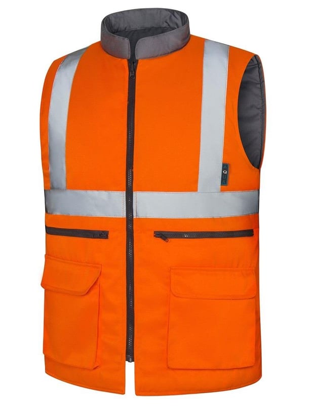 picture of Aqua Hi-Vis Orange Reversible Rail Spec Body Warmer - FU-BW032