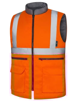 picture of Aqua Hi-Vis Orange Reversible Rail Spec Body Warmer - FU-BW032 - (DISC-W)