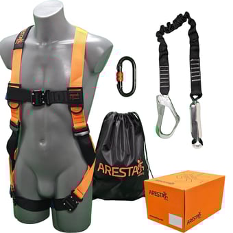 picture of ARESTA Scaffolder Kit 1 - Single Point Harness - EEZE-KLICK Buckle - EN361 EN354 - [XE-AK-S01]