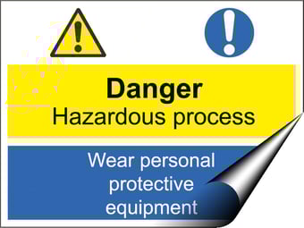 Picture of Danger Hazardous Process Wear PPE Sign - 400 X 300Hmm - Self Adhesive Vinyl - [AS-CO5-SAV]