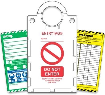 picture of Scafftag Complete Confined Space Entrytag Pack - Box of 10 Holders, 10 Inserts & 1 Permanent Marker Pen - [SC-ETI]