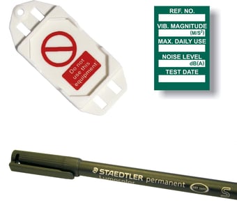 picture of Vibration Control Mini Tag Insert Kit – Green (20 AssetTag holders, 40 inserts, 1 pen) – [SCXO-CI-TG63GK]