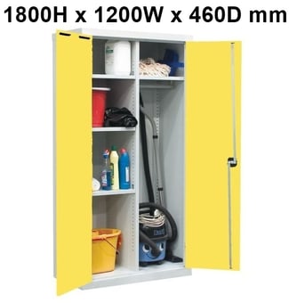 picture of QMP Utility Cupboard - Yellow Doors - 3 Shelves - 1800H x 1200W x 460D mm - [QM-CU181246ZYXX]