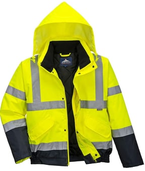 picture of Portwest - Yellow/Navy Hi-Vis Two Tone Bomber Jacket - PW-S266YNR