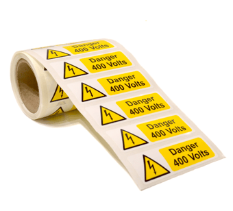 picture of Danger 400 Volts Labels Self-Adhesive Vinyl - 75mm x 75mm - Roll of 100 - [CI-LAB1008]