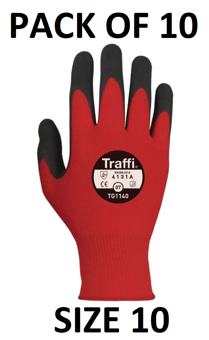 picture of TraffiGlove Morphic 1 MicroDex Ultra Coating Gloves - Size 10 - Pack of 10 - TS-TG1140-10X10 - (AMZPK2)