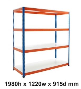 picture of BiGDUG BiG400 Racking 4 Levels - Melamine Shelves - 1980h x 1220w x 915d mm - [BDU-B41912094BOM]