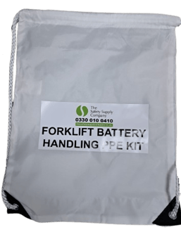 picture of Forklift Battery Handling PPE Kit - Branded Drawstring White Bag - [IH-SH5890-WHT]