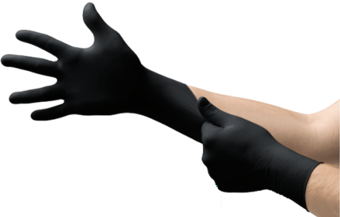 picture of Ansell Microflex 93-852 Nitrile Exam Black Glove - AN-93-852