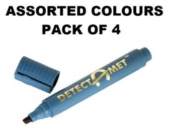 picture of Assorted Detectable Permanent Markers - Chisel Tip - Pack of 4 - [DT-146-A06-T154-CH4]