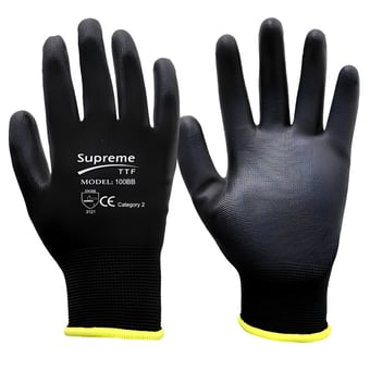 Picture of Supreme TTF 100B PU Coated Dexterity Black Gloves - Box Deal 120 Pairs - IH-HT100BB