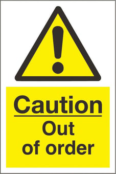 Picture of Caution Out of Order Sign LARGE - 400 x 600Hmm - Rigid Plastic - [AS-WA46-RP]
