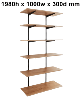 picture of BiGDUG Twin Slot Shelving Kit - 1980h x 1000w x 300d mm - 6 Oak Melamine Levels - [BDU-TSB1936O]