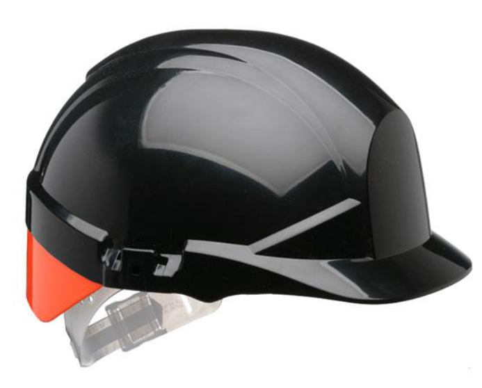 Centurion Reflex Black Safety Helmet with Orange Rear Flash - Vented - Slip Ratchet - [CE-S12KHVOA]