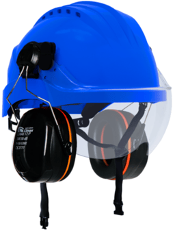 picture of Climax Curro Safety Helmet With Clear Visor and Ear Muffs - [CL-CVISOR]