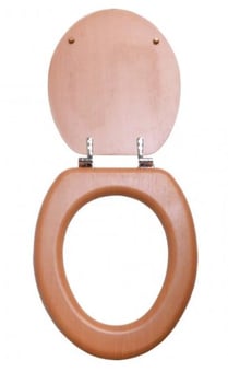 picture of Toilet Seat - Pine Effect - With Chrome Hinges  -  CTRN-CI-PA114L