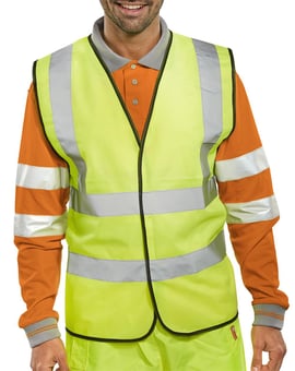 picture of Beeswift Yellow Hi-Vis Waistcoat - Size Medium - BE-WCENG-Y - (DISC-W)