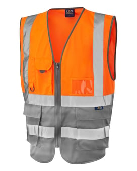 Picture of Lynton - Hi-Vis Orange/Grey Superior Waistcoat - LE-W11-O/GY