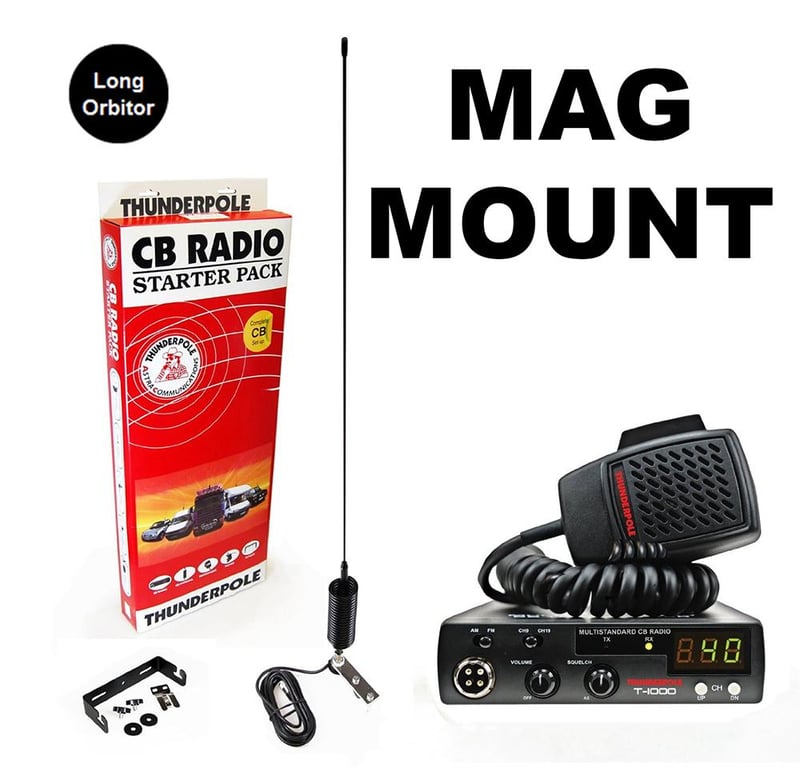 picture of Thunderpole 12 Volt CB Radio Starter Pack - Long Orbitor - Magnetic Mount - [TP-STARTERTP5LONG]