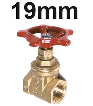 picture of Gate Valve - 19mm - Brass Body with Red Handle - [HS-BGV19] - (HP)