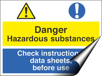 Picture of Danger Hazardous Substances Observe Precautions Sign - 400 X 300Hmm - Self Adhesive Vinyl - [AS-CO4-SAV]