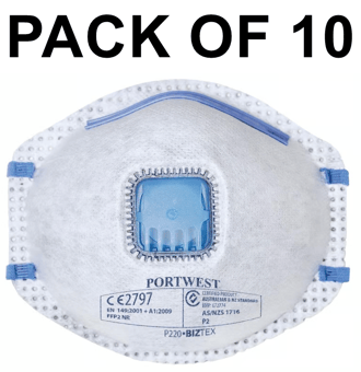 picture of Portwest P220 FFP2 Carbon Valved Respirator - Pack of 10 - [PW-P220WHR] - (DISC-R)