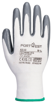 picture of Portwest A310 Flexo Grip Nitrile Grey/White Gloves - PW-A310GRW