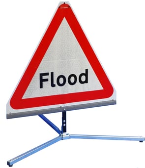 picture of TriFlex Triangular with "Flood" Sign - 750mm - Sign face with Standard Grade Reflectivity - [QZ-554.750.TFX]