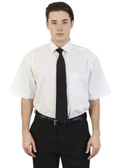 picture of Absolute Apparel White Mens Poplin Shirt Short Sleeved - AP-AA302-WHT