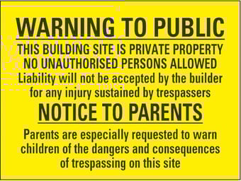 Picture of Warning to Public No Liability and Notice to Parents Sign - 600 x 450Hmm - Rigid Plastic [AS-WA128-RP]