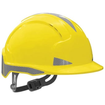 Picture of JSP EVOLite - Yellow Safety Hard Hat - CR2 - Vented with Standard Peak - Slip Ratchet and 3D Adjustment System - [JS-AJB160-400-200]