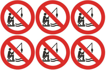 picture of Safety Labels - No Fishing Symbol (24 pack) 6 to Sheet - 75mm dia - Self Adhesive Vinyl - [IH-SL20-SAV]