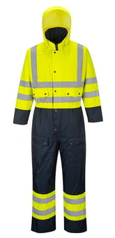 picture of Portwest - Yellow-Navy Contrast Coverall - Lined - PW-S485YNR