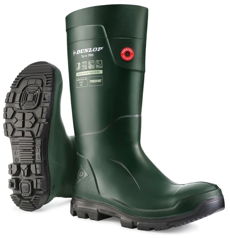 Dunlop Purofort Terrapro Full Safety Wellington Boots S5 CI CR SRC - Green - BE-LJ2KL01 - (LP) - (NICE)