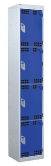 picture of QMP Tool Charging Locker - Perforated Door - RCD Plug - 4 Compartment - Dark Blue - 1800H x 300W x 450D mm - [QM-BR1830454BPX]