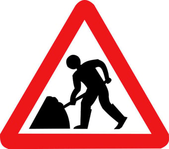 picture of Temporary Traffic Signs - Men At Work - Class 2 Ref BS873 - 600mm Tri. - Reflective - 1mm Aluminium - [AS-ZT11-ALU]