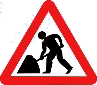 Picture of Temporary Traffic Signs - Men At Work - Class 2 Ref BS873 - 600mm Tri. - Reflective - 1mm Aluminium - [AS-ZT11-ALU]