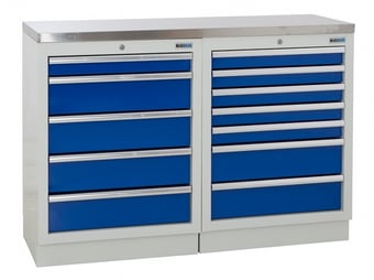 picture of BiGDUG 1361mm Wide Workbench - 5 Drawer Cabinet - 7 Drawer Cabinet - Stainless Worktop - [BDU-TGC45GBS] - (LP)