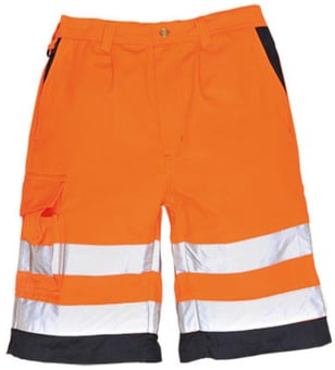 picture of Portwest - Hi-Vis Poly-cotton Shorts - Orange / Navy - PW-E043ONR