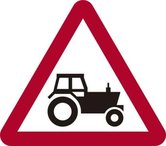 Picture of Spectrum 600mm tri. Dibond Agricultural Vehicles Likely To Be In Road Ahead Road Sign - Without Channel - SCXO-CI-14717-1