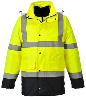 picture of Portwest - Yellow/Navy Hi-Vis 4-in-1 Contrast Traffic Jacket - PW-S471YNR